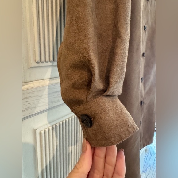 Banana Republic Brown Faux Suede Shirtdress, Small - Picture 6 of 14